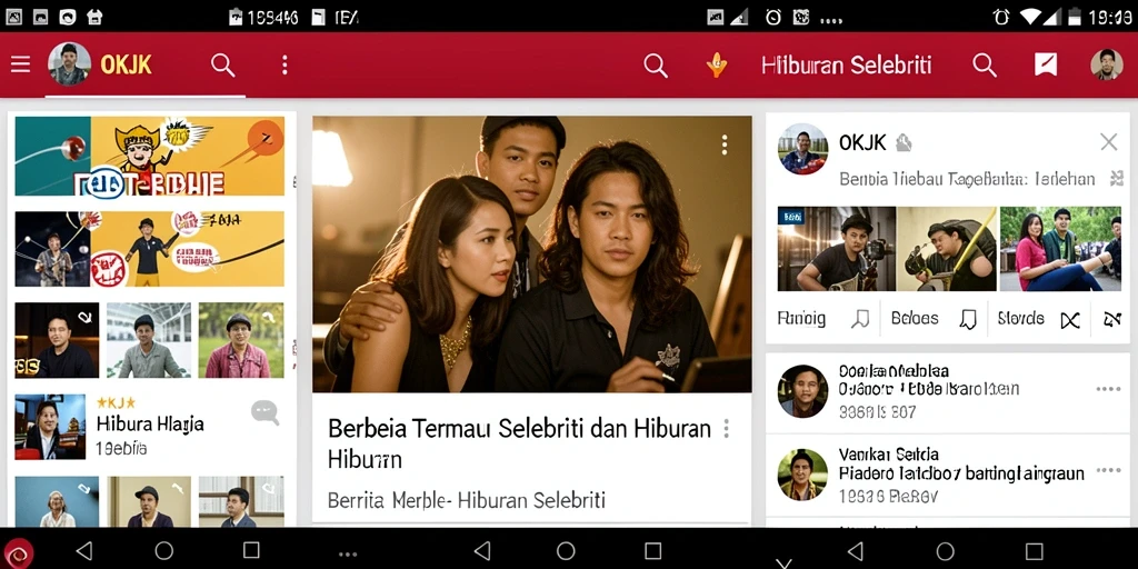 Antarmuka OKJK menampilkan berita dan informasi hiburan terbaru.
