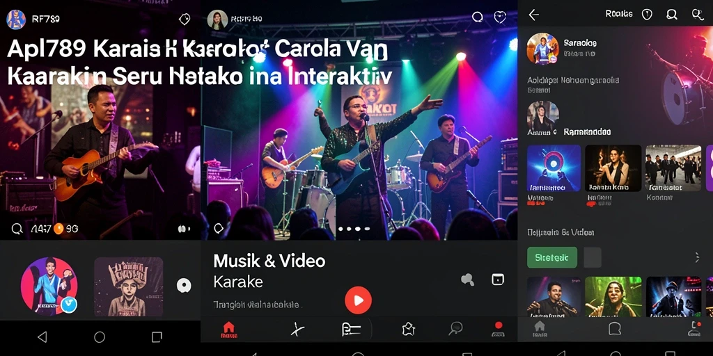 Antarmuka aplikasi RR789 menampilkan berbagai lagu dan fitur Karaoke yang menarik.