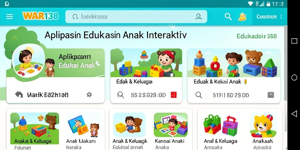 Tampilan antarmuka aplikasi WAR138 yang ramah anak dan edukatif.