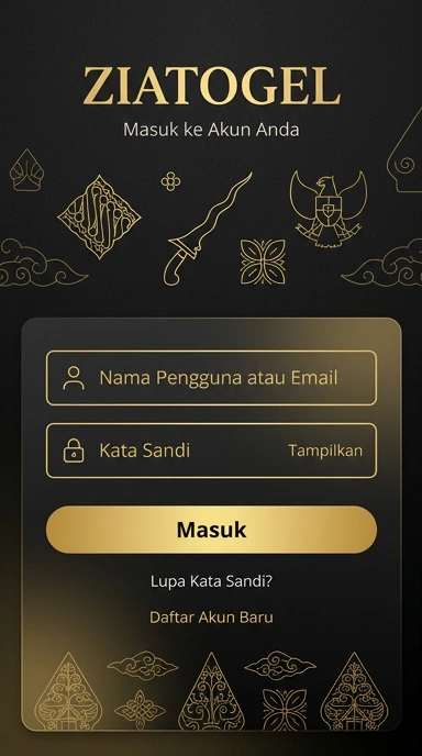 Tampilan halaman login ziatogel